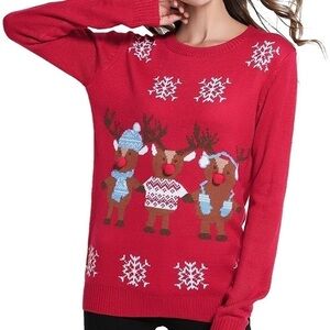 NWOT Red Reindeer Christmas Sweater Amazon Sz. L.